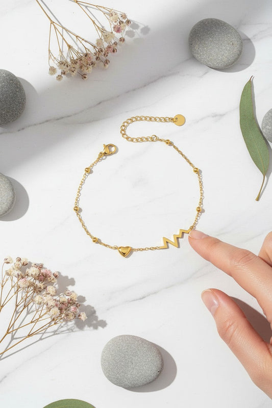 Vitality Heartbeat Stainless Steel Anklet