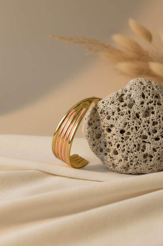 Aurora Twisted Ribbon Enamel Cuff Bangle | Stainless Steel