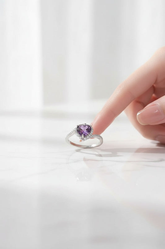 Amora Heart Ring | Violet Zircon Stone | Premium Feel