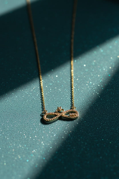 Empress Infinity Crown Paved Gold Necklace | Stainless Steel