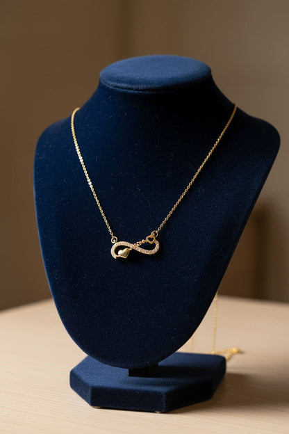 Endless Love Infinity Paved Gold Necklace - Stainless Steel