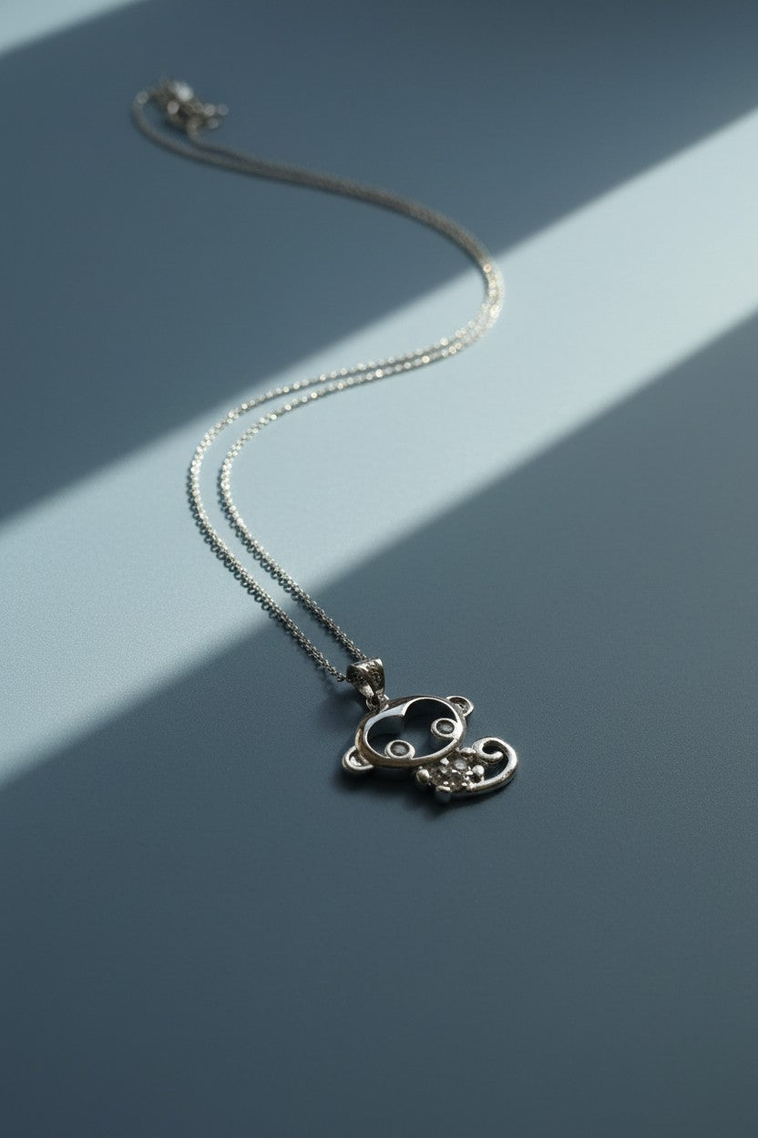 Cheeky Chimp Paved Silver Crystal Pendant | Stainless Steel