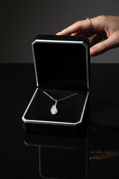 Silver Plated Cubic Zirconia Angel Wing Pendant Necklace for Women