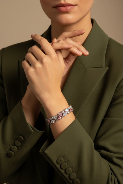 Blossom Pear-Cut Crystal Mosaic Stainless Steel Bracelet