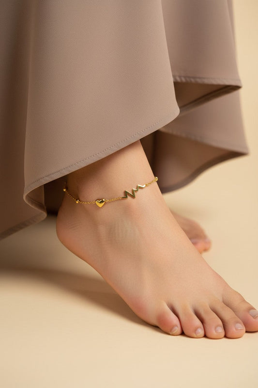 Vitality Heartbeat Stainless Steel Anklet