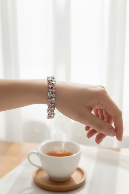 Blossom Pear-Cut Crystal Mosaic Stainless Steel Bracelet