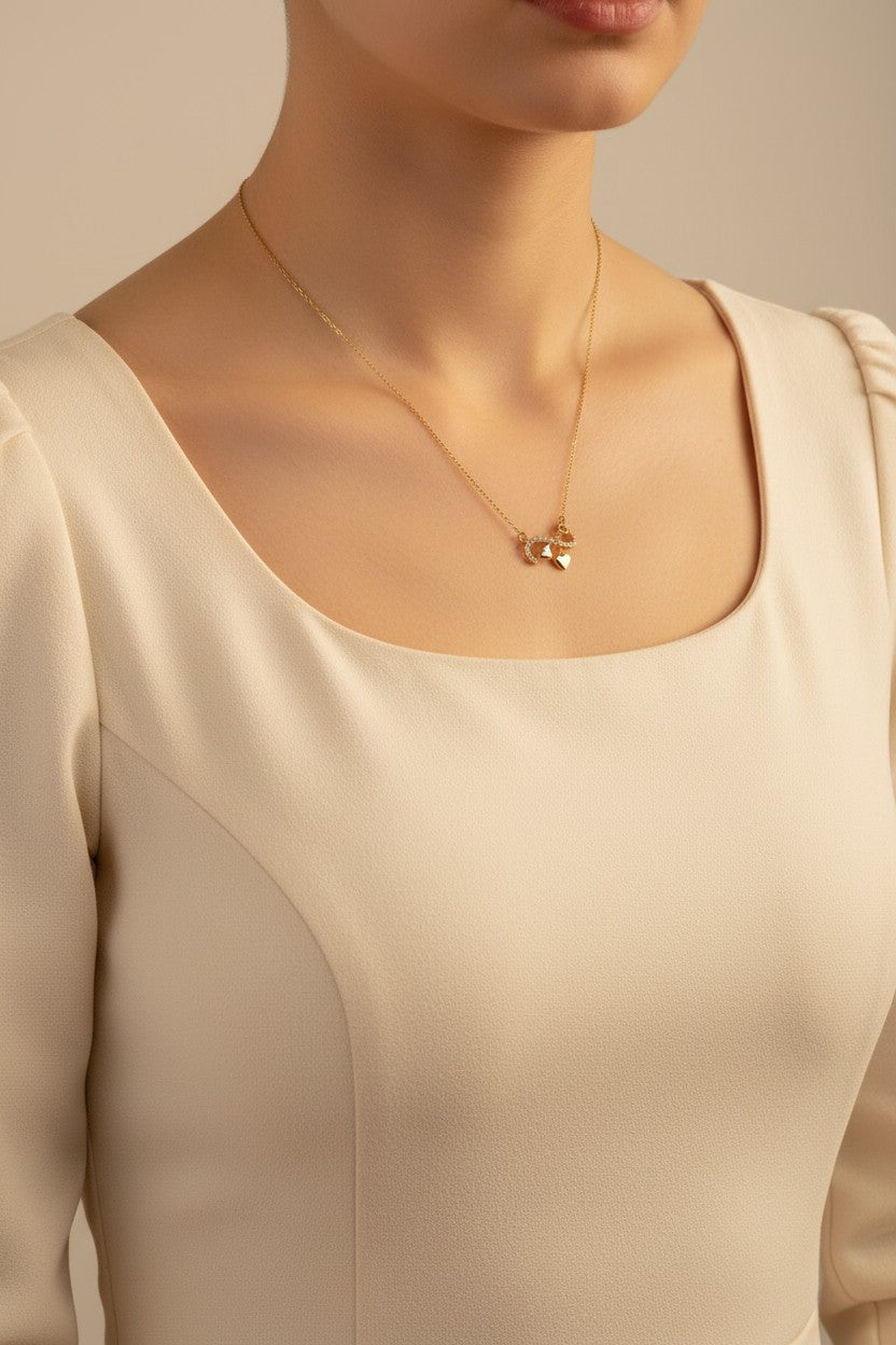 Endless Love Infinity Paved Gold Necklace - Stainless Steel