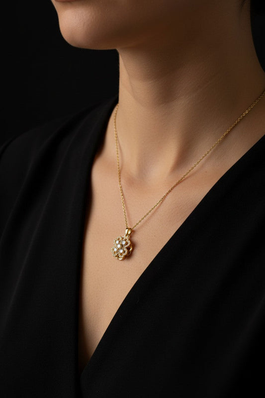 Fleur-de-Luxe Layered Crystal Blossom Necklace | Stainless Steel