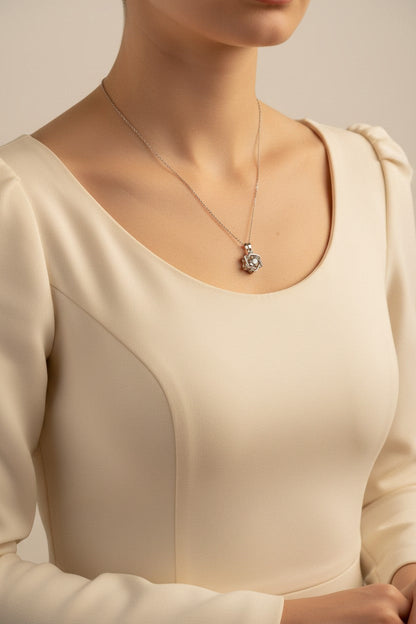 Astra Geometric 3D Nested Rose Crystal Pendant | Stainless Steel