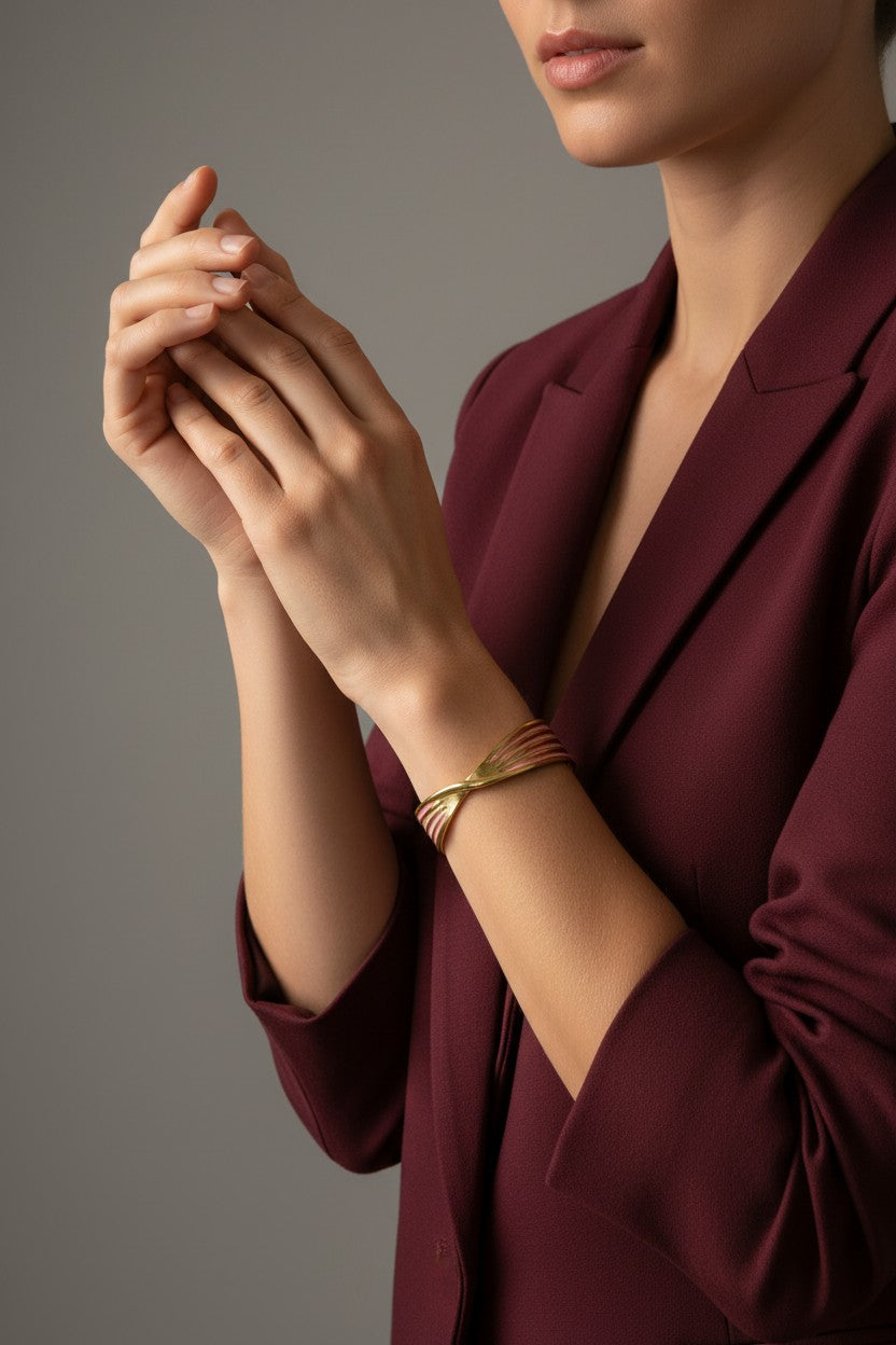 Aurora Twisted Ribbon Enamel Cuff Bangle | Stainless Steel