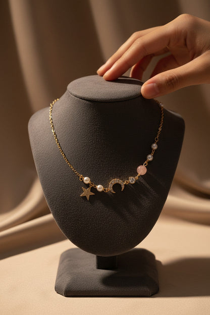 Celestial Gold Moon and Star Charm Bracelet