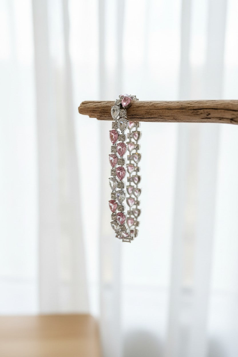 Blossom Pear-Cut Crystal Mosaic Stainless Steel Bracelet
