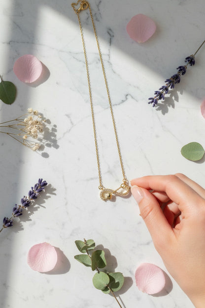 Endless Love Infinity Paved Gold Necklace - Stainless Steel