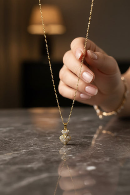 ETERNITY DOUBLE HEART NECKLACE | Stainless Steel