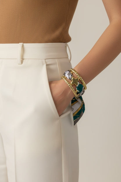 Wild Monarch Leopard Ribbon Stainless Steel Cuff Bracelet