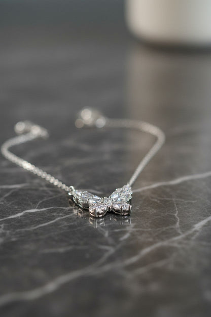 Silver Plated Crystal Butterfly Pendant Necklace with Gift Box for Women