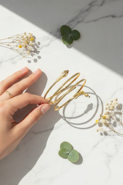 Grecian Gold Spiral Snake Wrap Bracelet Armlet